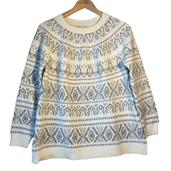J. Jill Sweaters - J. Jill‎ Women's White Fair Isle Nordic Pull Over Sweater Size Small